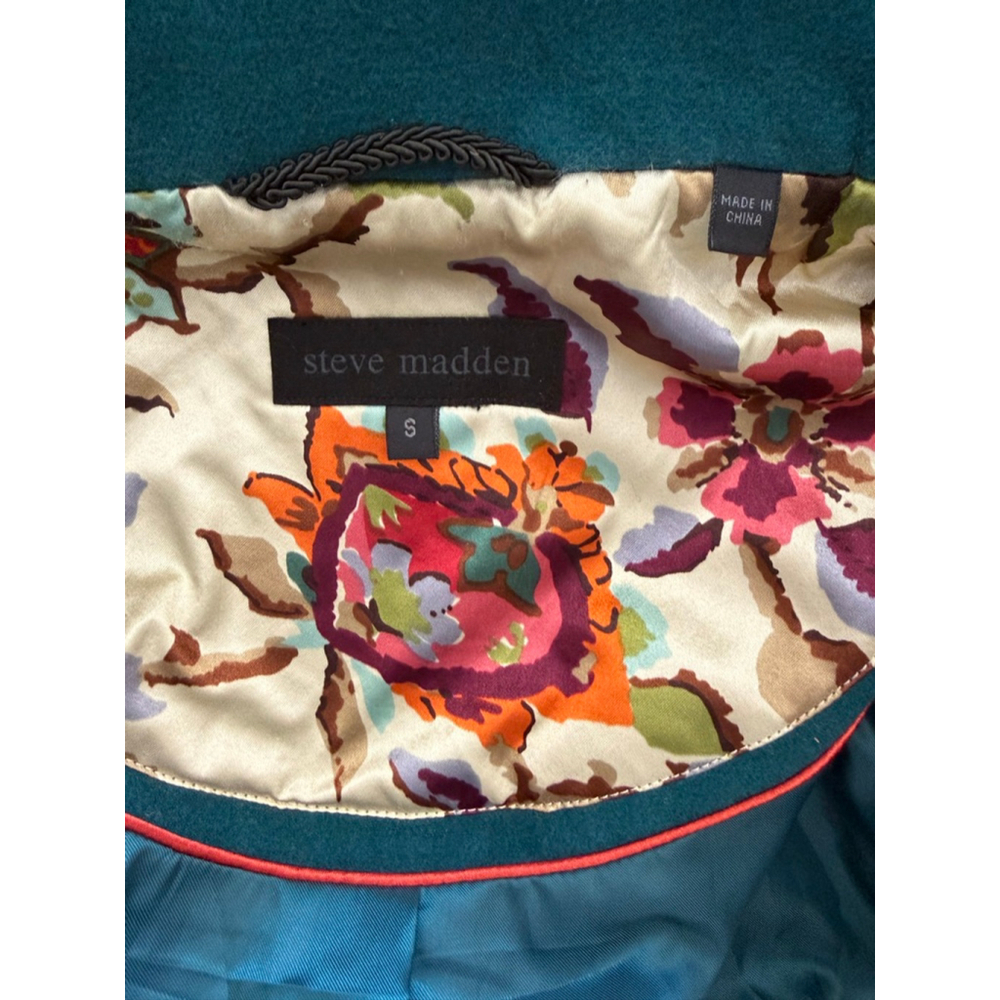 Women's Steve Madden Teal Ruffle Pea Coat S - Picture 7 of 9